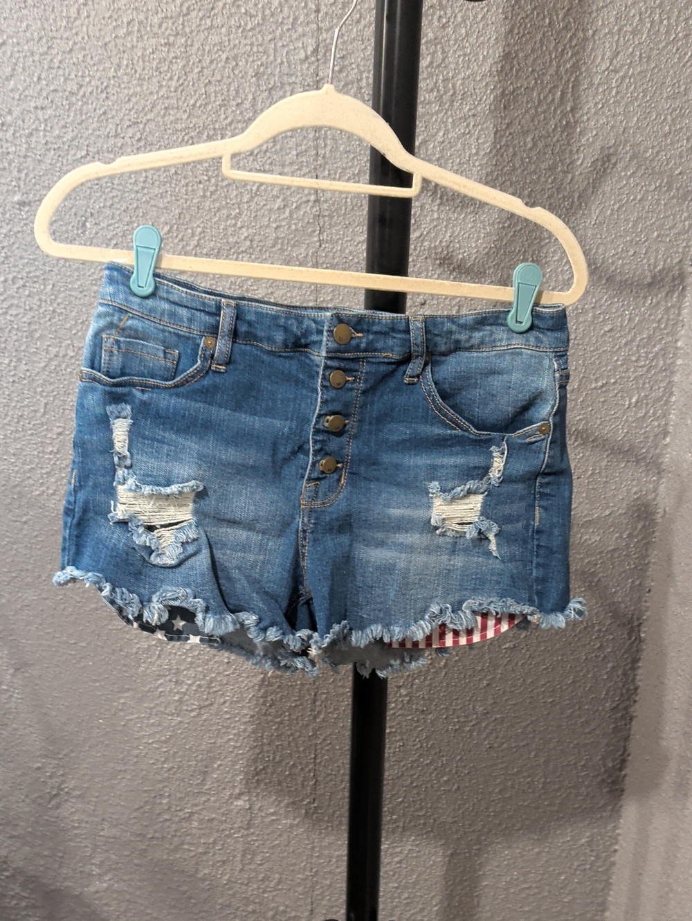 Mossimo Supply Co. Distressed Button-Front Denim Shorts - Blue